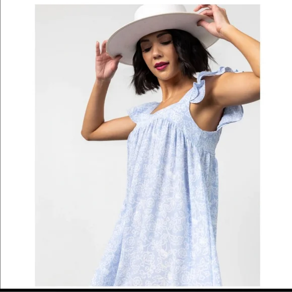 By the River Midi Flutter Sleeve Floral Dress NWT - Picture 9 of 10